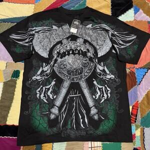 PJ Mark Y2K Cyber Ax and Eagles Graphic Black/Green Shirt 2XL